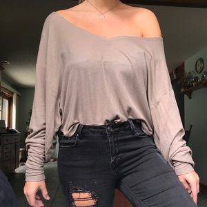 Off the shoulder gray/brown top